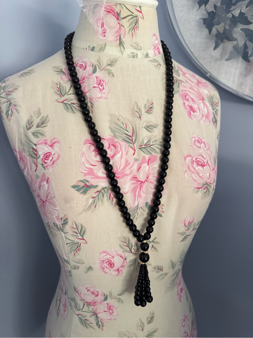 Camila Coelho Black Beaded Tassel Necklace